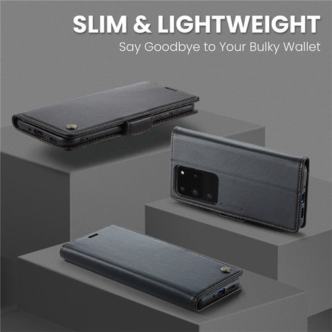 CASEME 023 Series For Samsung Galaxy S20 Ultra Case Wallet RFID Blocking Leather Phone Cover