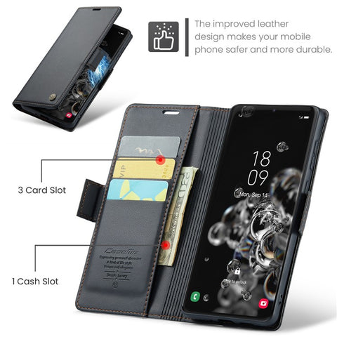 CASEME 023 Series For Samsung Galaxy S20 Ultra Case Wallet RFID Blocking Leather Phone Cover