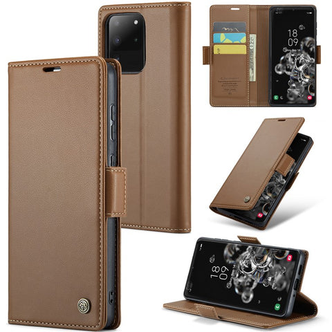 CASEME 023 Series For Samsung Galaxy S20 Ultra Case Wallet RFID Blocking Leather Phone Cover