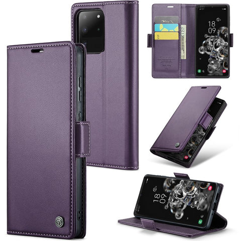 CASEME 023 Series For Samsung Galaxy S20 Ultra Case Wallet RFID Blocking Leather Phone Cover