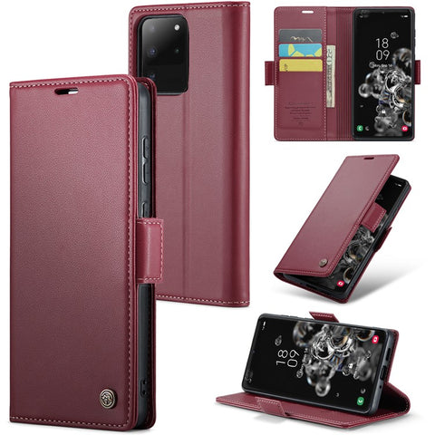 CASEME 023 Series For Samsung Galaxy S20 Ultra Case Wallet RFID Blocking Leather Phone Cover
