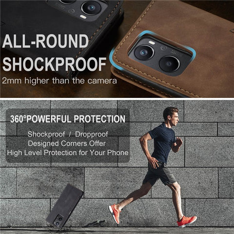 CASEME 013 Series For Oppo A96 4G / A36 / K10 4G / A76 / Realme 9i 4G Case Leather Phone Cover Magnetic Absorption