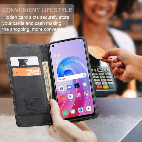 CASEME 013 Series For Oppo A96 4G / A36 / K10 4G / A76 / Realme 9i 4G Case Leather Phone Cover Magnetic Absorption