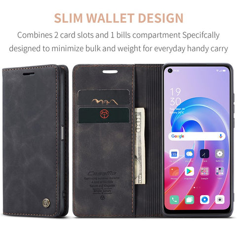 CASEME 013 Series For Oppo A96 4G / A36 / K10 4G / A76 / Realme 9i 4G Case Leather Phone Cover Magnetic Absorption
