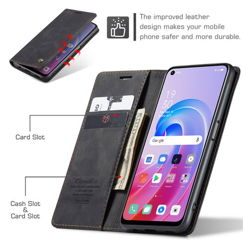 CASEME 013 Series For Oppo A96 4G / A36 / K10 4G / A76 / Realme 9i 4G Case Leather Phone Cover Magnetic Absorption