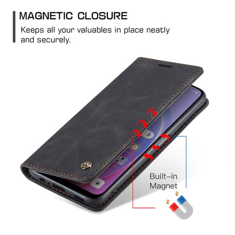 CASEME 013 Series For Oppo A96 4G / A36 / K10 4G / A76 / Realme 9i 4G Case Leather Phone Cover Magnetic Absorption
