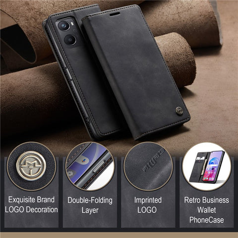 CASEME 013 Series For Oppo A96 4G / A36 / K10 4G / A76 / Realme 9i 4G Case Leather Phone Cover Magnetic Absorption