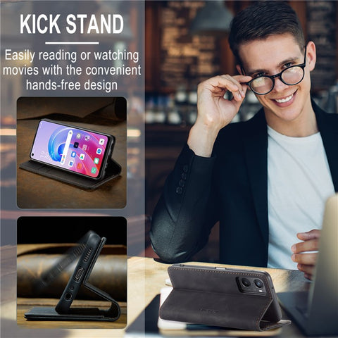 CASEME 013 Series For Oppo A96 4G / A36 / K10 4G / A76 / Realme 9i 4G Case Leather Phone Cover Magnetic Absorption