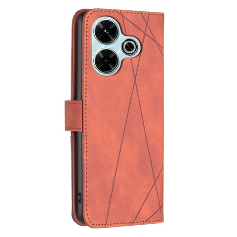 BINFEN COLOR For Xiaomi Redmi 13 5G / 13 4G / Poco M6 4G Phone Cases Wallet Stand Geometry Imprint Leather Cover