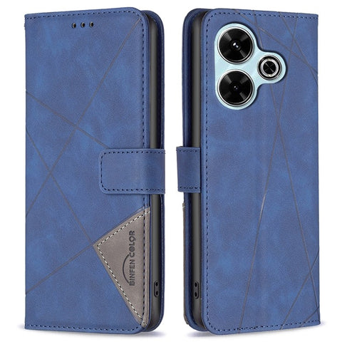 BINFEN COLOR For Xiaomi Redmi 13 5G / 13 4G / Poco M6 4G Phone Cases Wallet Stand Geometry Imprint Leather Cover