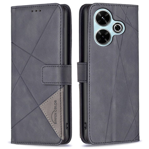 BINFEN COLOR For Xiaomi Redmi 13 5G / 13 4G / Poco M6 4G Phone Cases Wallet Stand Geometry Imprint Leather Cover