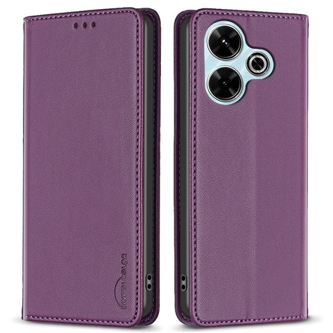 BINFEN COLOR BF18 For Xiaomi Redmi 13 5G / 13 4G / Poco M6 4G Case Leather Phone Cover Magnetic Close