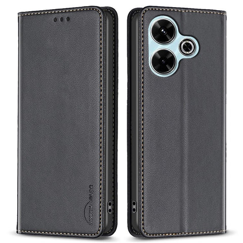 BINFEN COLOR BF18 For Xiaomi Redmi 13 5G / 13 4G / Poco M6 4G Case Leather Phone Cover Magnetic Close