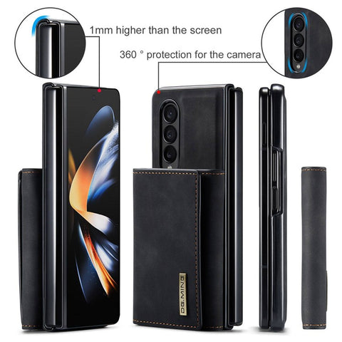 DG.MING M1 Series Phone Case for Samsung Galaxy Z Fold3 5G Detachable 2-in-1 Wallet Phone Case Anti-Drop Cell Phone Case