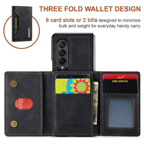 DG.MING M2 Series Phone Case for Samsung Galaxy Z Fold3 5G Shockproof Case Magnetic Absorption Detachable Wallet Phone Case Kickstand Protective Cover