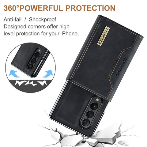 DG.MING M2 Series Phone Case for Samsung Galaxy Z Fold3 5G Shockproof Case Magnetic Absorption Detachable Wallet Phone Case Kickstand Protective Cover
