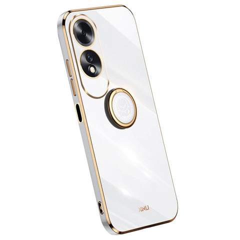 XINLI For Oppo A60 4G Case Kickstand Electroplating Gold Edge TPU Phone Cover