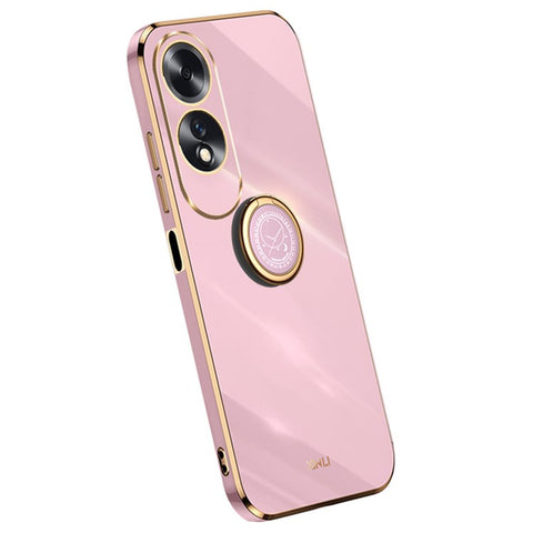 XINLI For Oppo A60 4G Case Kickstand Electroplating Gold Edge TPU Phone Cover
