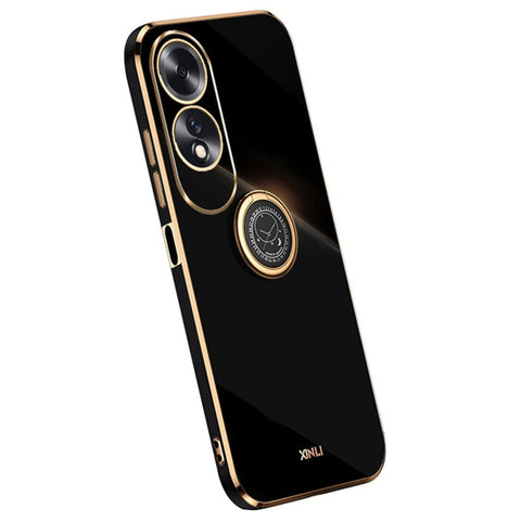 XINLI For Oppo A60 4G Case Kickstand Electroplating Gold Edge TPU Phone Cover
