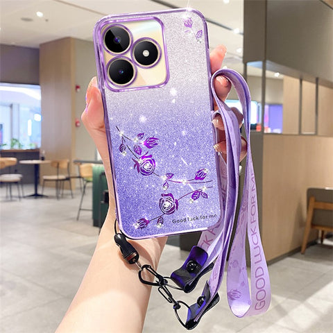 KADEM For Xiaomi Redmi 13 5G / 13 4G / Poco M6 4G Case Glitter Sparkle TPU Phone Cover with Lanyard
