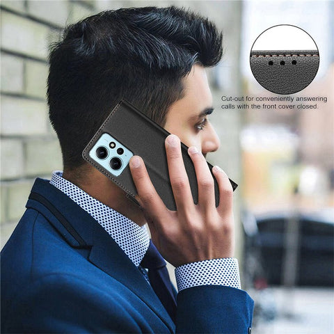 BINFEN COLOR BF32 For Xiaomi Redmi Note 12 4G Cell Phone Case RFID Blocking Leather Phone Stand Cover
