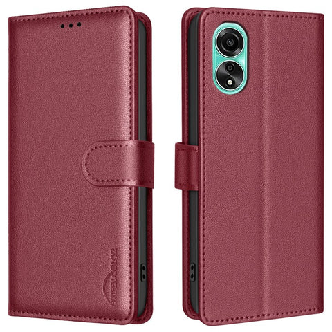 BINFEN COLOR BF32 PU Leather Phone Shell for Oppo A78 4G Case Litchi Texture RFID Blocking Leather Cover