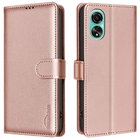 BINFEN COLOR BF32 PU Leather Phone Shell for Oppo A78 4G Case Litchi Texture RFID Blocking Leather Cover