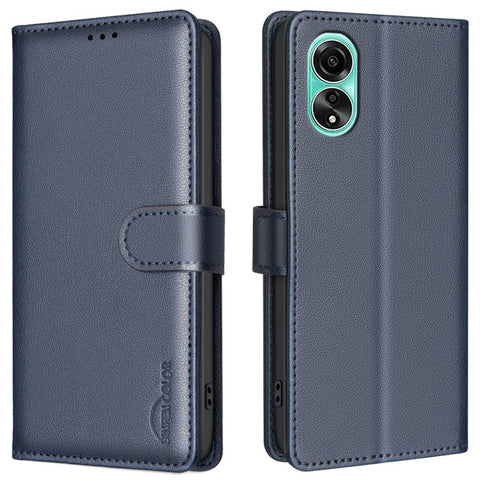 BINFEN COLOR BF32 PU Leather Phone Shell for Oppo A78 4G Case Litchi Texture RFID Blocking Leather Cover