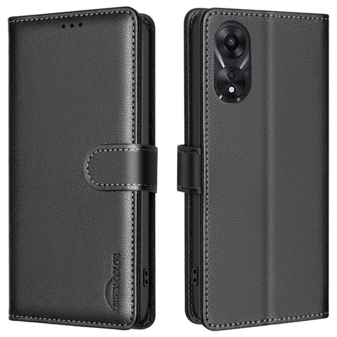 BINFEN COLOR BF32 For Oppo A78 5G Litchi Texture Leather Phone Cover Phone Stand Case with RFID Blocking