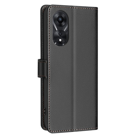 BINFEN COLOR BF32 For Oppo A78 5G Litchi Texture Leather Phone Cover Phone Stand Case with RFID Blocking