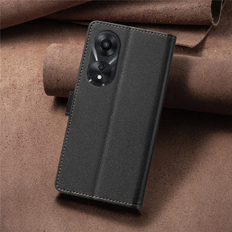 BINFEN COLOR BF32 For Oppo A78 5G Litchi Texture Leather Phone Cover Phone Stand Case with RFID Blocking