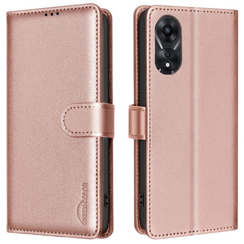 BINFEN COLOR BF32 For Oppo A78 5G Litchi Texture Leather Phone Cover Phone Stand Case with RFID Blocking