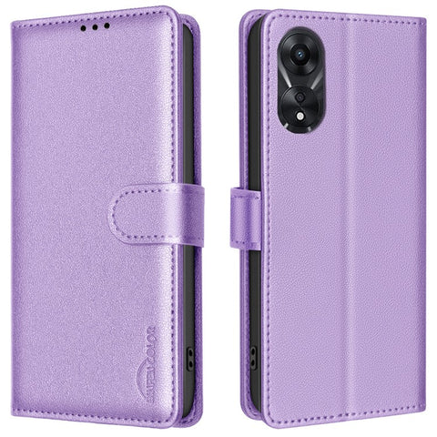BINFEN COLOR BF32 For Oppo A78 5G Litchi Texture Leather Phone Cover Phone Stand Case with RFID Blocking