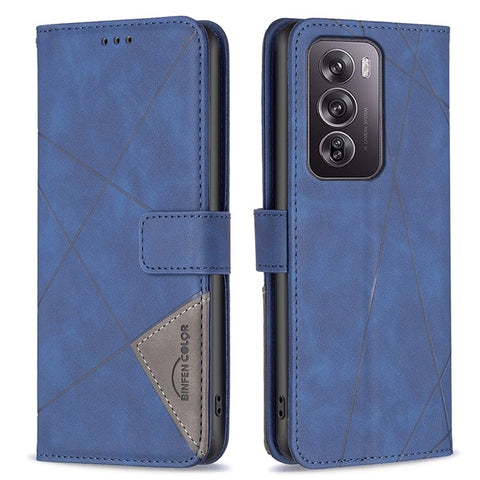 BINFEN COLOR For Oppo Reno12 Pro 5G (Global) Phone Cases Wallet Stand Geometry Imprint Leather Cover