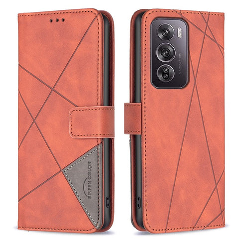BINFEN COLOR For Oppo Reno12 Pro 5G (Global) Phone Cases Wallet Stand Geometry Imprint Leather Cover
