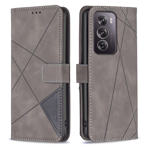 BINFEN COLOR For Oppo Reno12 Pro 5G (Global) Phone Cases Wallet Stand Geometry Imprint Leather Cover