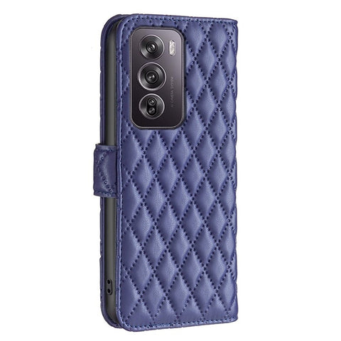 BINFEN COLOR BF Style-14 For Oppo Reno12 Pro 5G (Global) Case Rhombus Imprint Leather Wallet Phone Cover