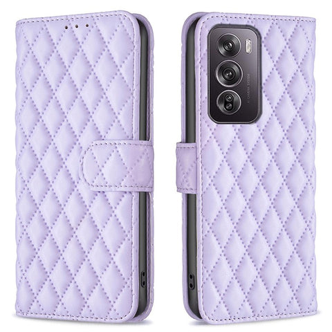 BINFEN COLOR BF Style-14 For Oppo Reno12 Pro 5G (Global) Case Rhombus Imprint Leather Wallet Phone Cover
