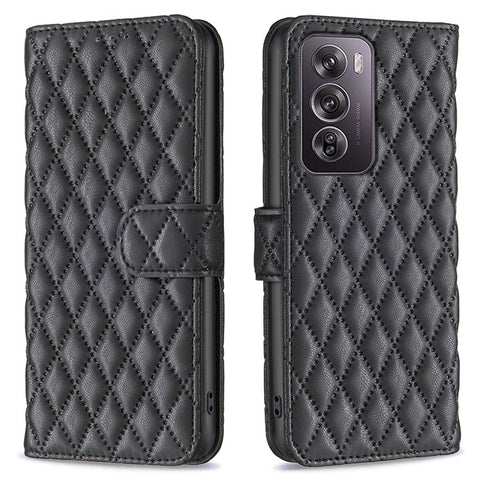 BINFEN COLOR BF Style-14 For Oppo Reno12 Pro 5G (Global) Case Rhombus Imprint Leather Wallet Phone Cover