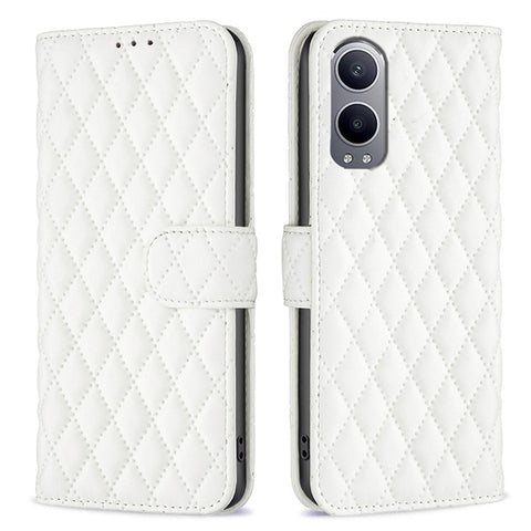 BINFEN COLOR BF Style-14 For OnePlus Nord CE4 Lite 5G / Oppo K12x 5G (China) Leather Case Rhombus Phone Cover