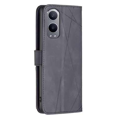 BINFEN COLOR For OnePlus Nord CE4 Lite 5G / Oppo K12x 5G (China) Phone Cases Wallet Stand Geometry Imprint Leather Cover