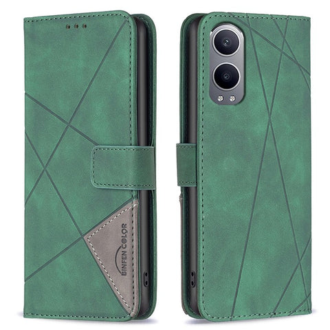 BINFEN COLOR For OnePlus Nord CE4 Lite 5G / Oppo K12x 5G (China) Phone Cases Wallet Stand Geometry Imprint Leather Cover