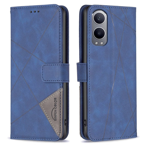 BINFEN COLOR For OnePlus Nord CE4 Lite 5G / Oppo K12x 5G (China) Phone Cases Wallet Stand Geometry Imprint Leather Cover