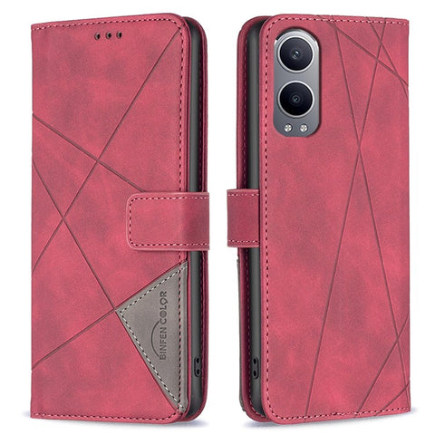 BINFEN COLOR For OnePlus Nord CE4 Lite 5G / Oppo K12x 5G (China) Phone Cases Wallet Stand Geometry Imprint Leather Cover