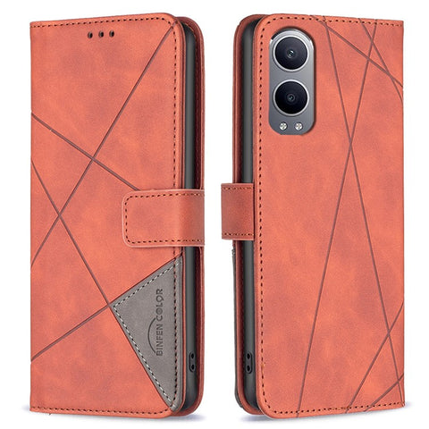 BINFEN COLOR For OnePlus Nord CE4 Lite 5G / Oppo K12x 5G (China) Phone Cases Wallet Stand Geometry Imprint Leather Cover