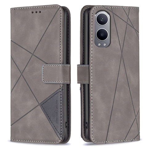 BINFEN COLOR For OnePlus Nord CE4 Lite 5G / Oppo K12x 5G (China) Phone Cases Wallet Stand Geometry Imprint Leather Cover