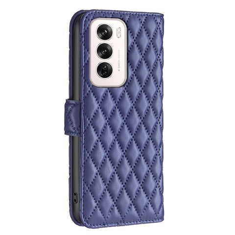 BINFEN COLOR BF Style-14 For Oppo Reno12 5G (Global) Case PU Leather Wallet Rhombus Phone Cover