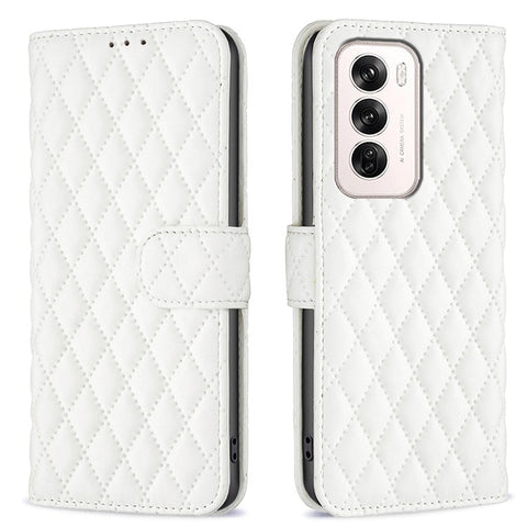BINFEN COLOR BF Style-14 For Oppo Reno12 5G (Global) Case PU Leather Wallet Rhombus Phone Cover