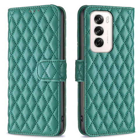 BINFEN COLOR BF Style-14 For Oppo Reno12 5G (Global) Case PU Leather Wallet Rhombus Phone Cover