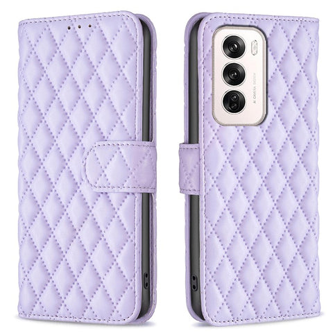 BINFEN COLOR BF Style-14 For Oppo Reno12 5G (Global) Case PU Leather Wallet Rhombus Phone Cover